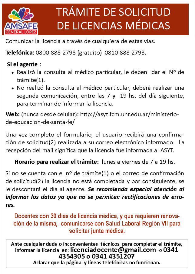 Instructivo Para Solicitar Licencias Médicas Amsafe General López 7308